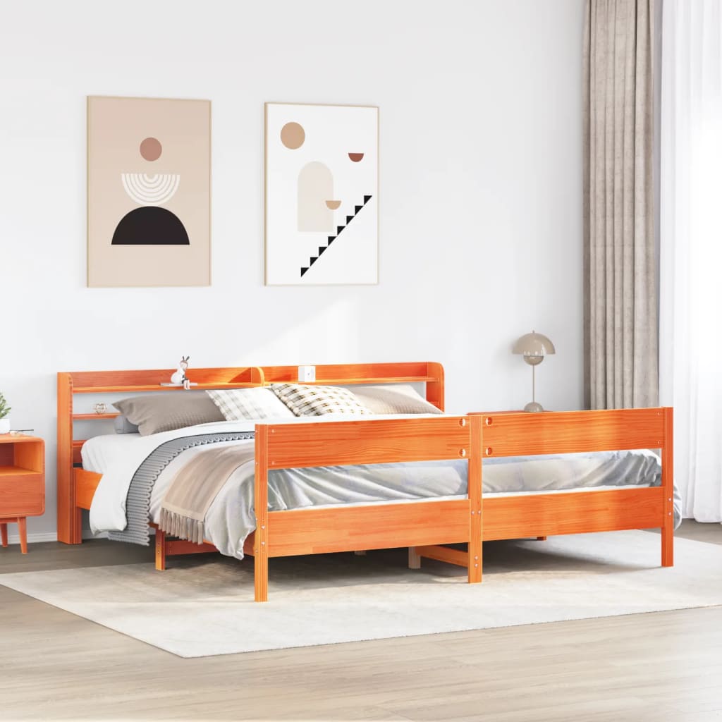 Letto senza Materasso Marrone Cera 180x200 cm in Legno di Pino - homemem39