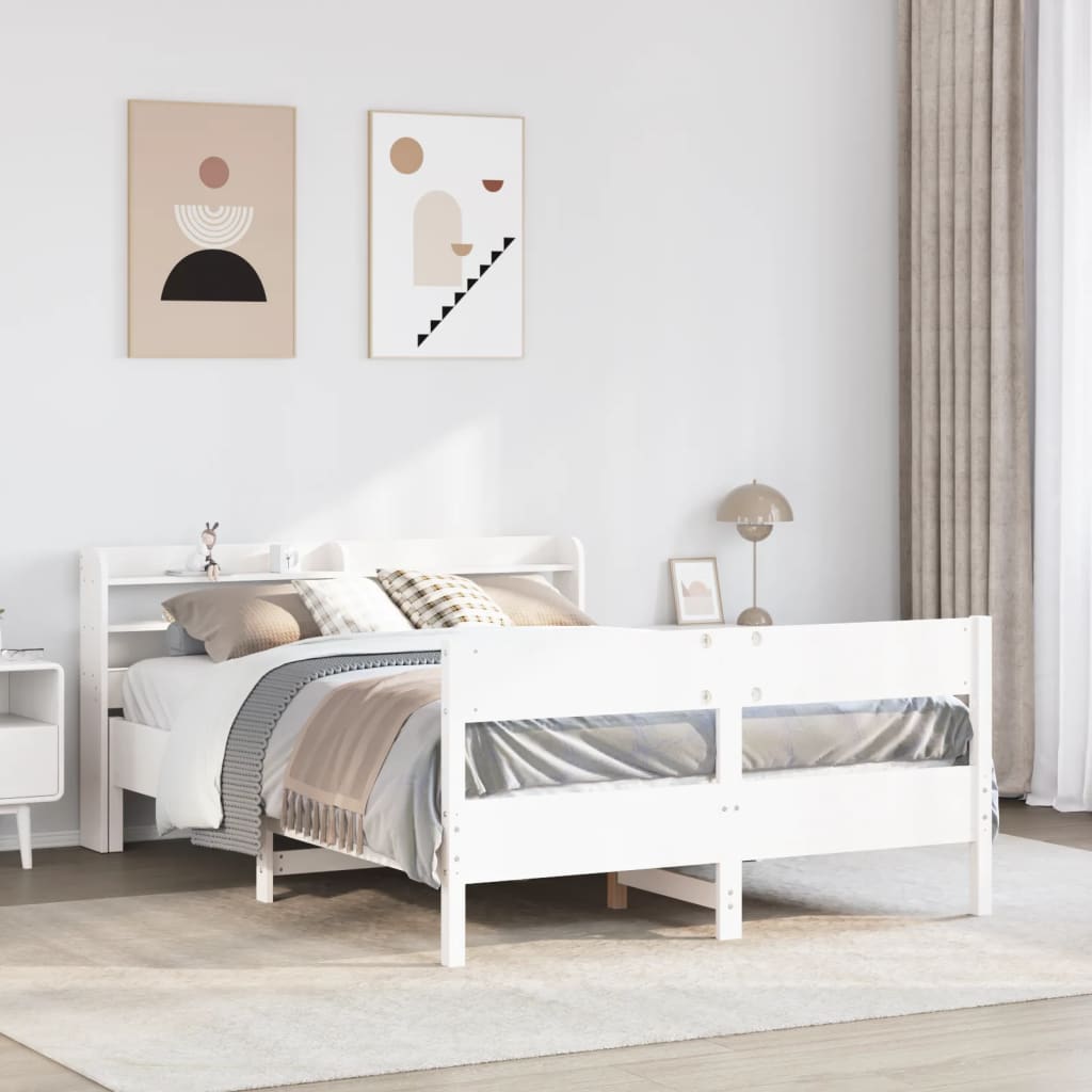 Letto senza Materasso Bianco 160x200 cm Legno Massello di Pino - homemem39