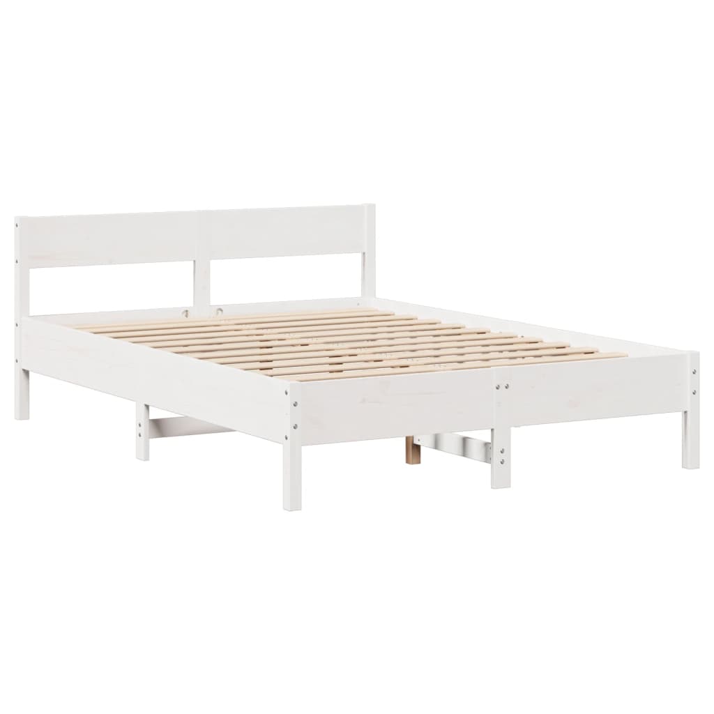 Letto senza Materasso Bianco 150x200 cm Legno Massello di Pino - homemem39