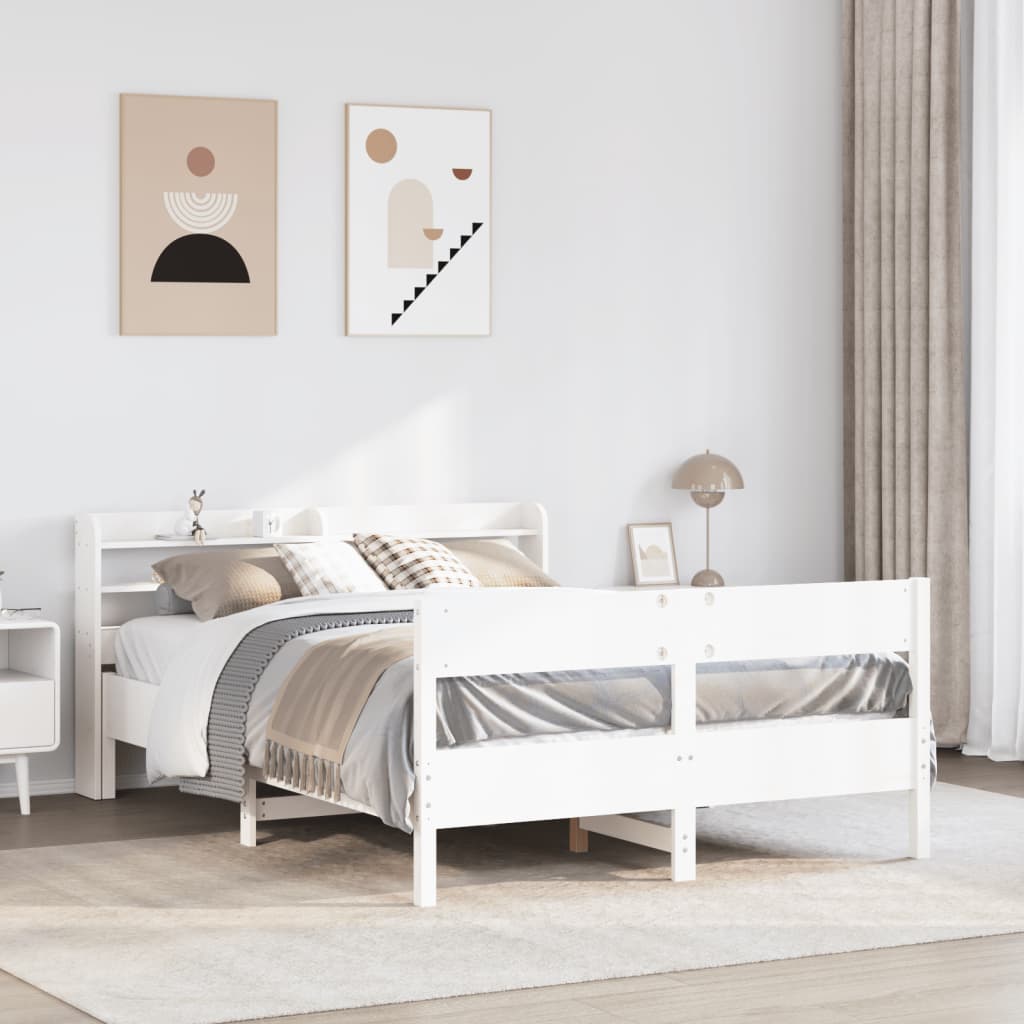 Letto senza Materasso Bianco 140x200 cm Legno Massello di Pino - homemem39