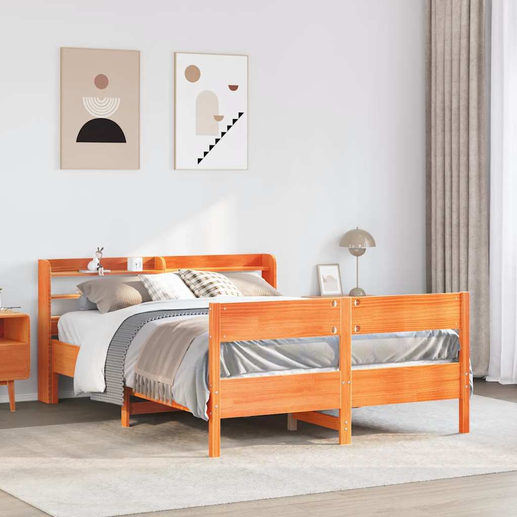 Letto senza Materasso Marrone Cera 120x200 cm in Legno di Pino - homemem39