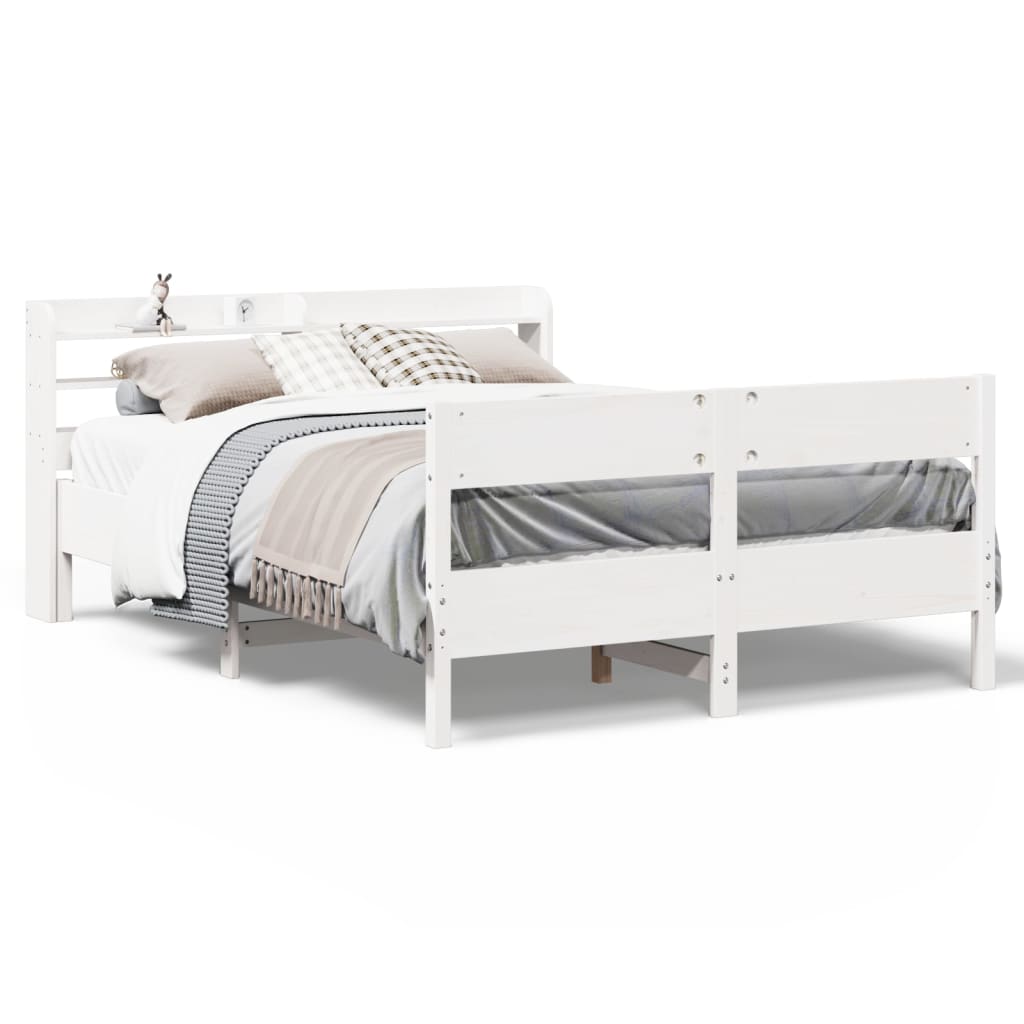 Letto senza Materasso Bianco 140x190 cm Legno Massello di Pino - homemem39