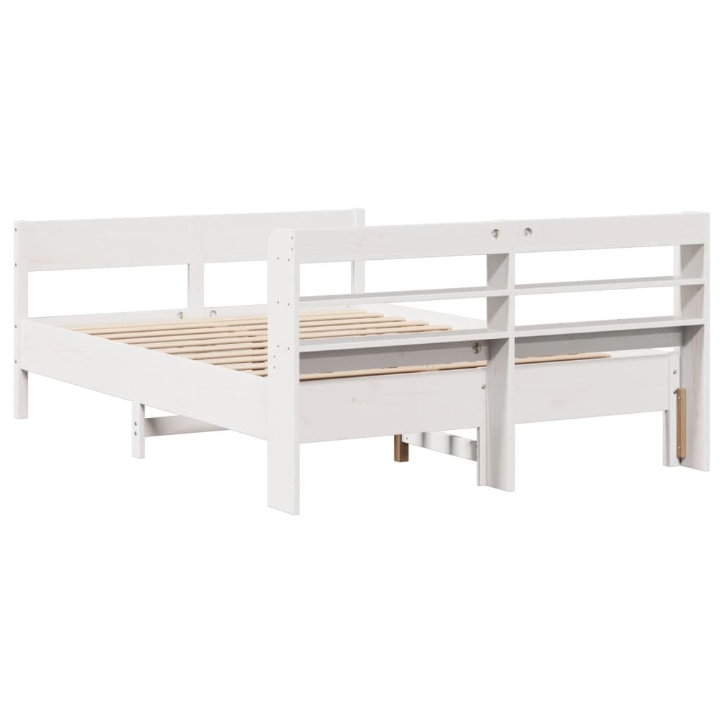 Letto senza Materasso Bianco 140x190 cm Legno Massello di Pino - homemem39