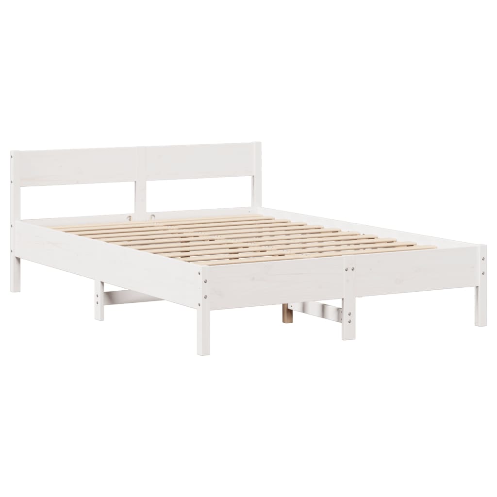 Letto senza Materasso Bianco 140x190 cm Legno Massello di Pino - homemem39