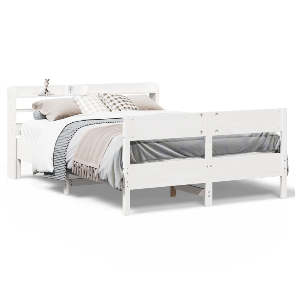 Letto senza Materasso Bianco 135x190 cm Legno Massello di Pino | homemem39