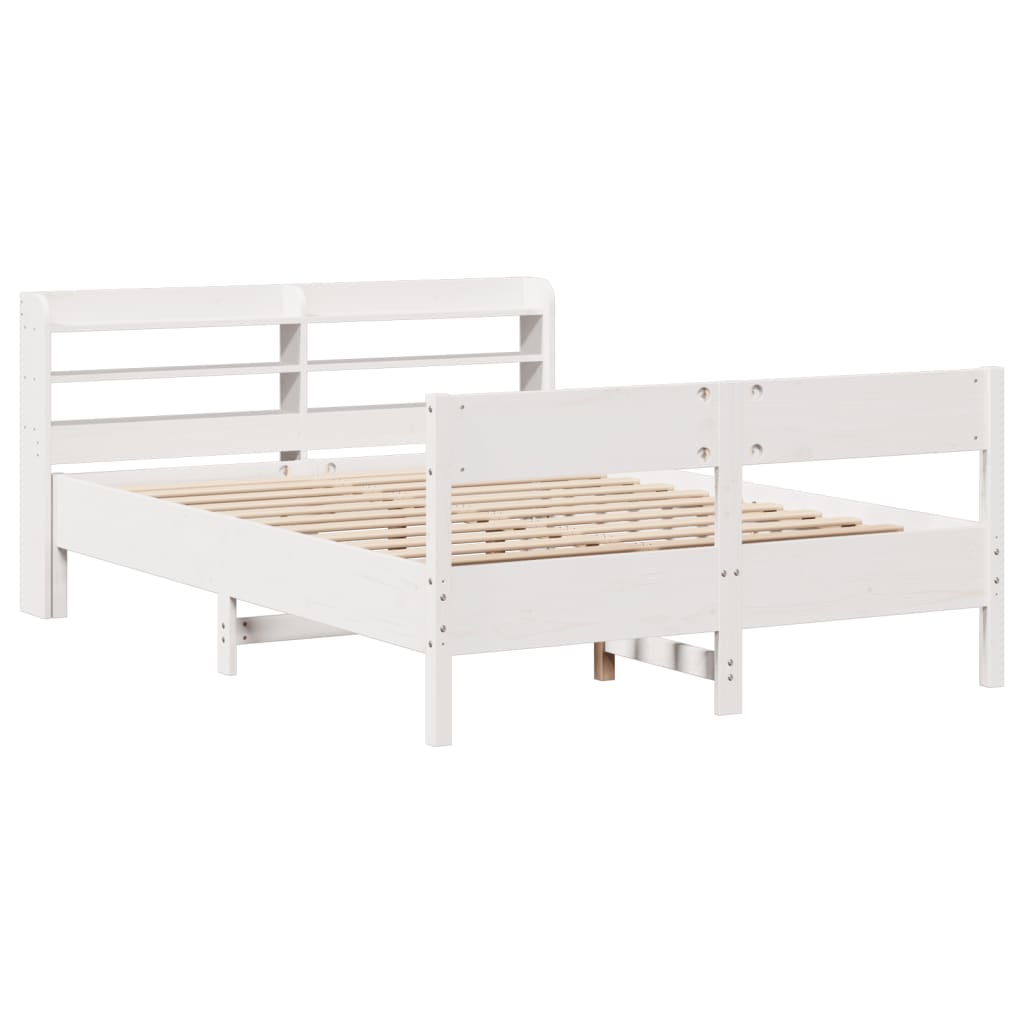 Letto senza Materasso Bianco 135x190 cm Legno Massello di Pino | homemem39