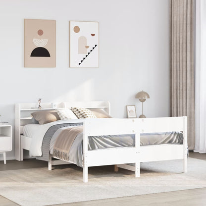 Letto senza Materasso Bianco 135x190 cm Legno Massello di Pino | homemem39