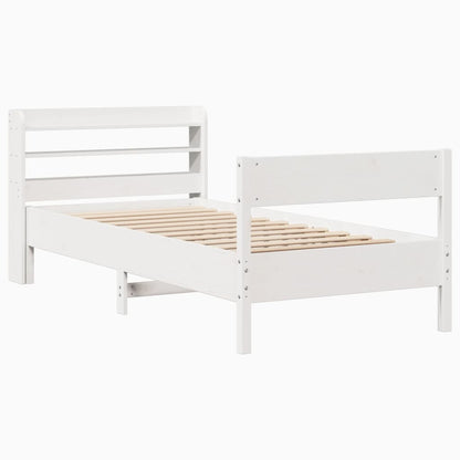 Letto senza Materasso Bianco 90x190 cm in Legno Massello Pino - homemem39