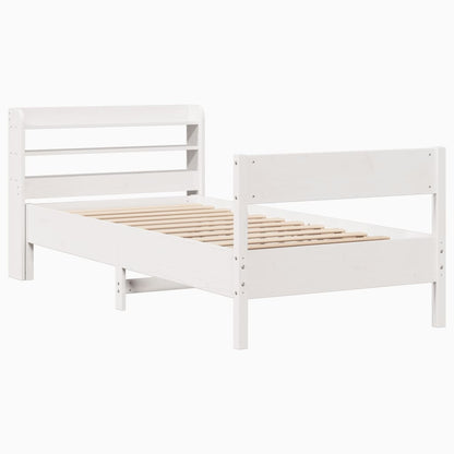 Letto senza Materasso Bianco 75x190 in Legno Massello di Pino - homemem39