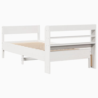 Letto senza Materasso Bianco 75x190 in Legno Massello di Pino - homemem39