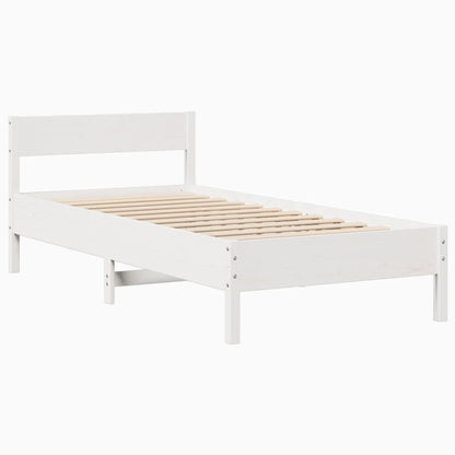 Letto senza Materasso Bianco 75x190 in Legno Massello di Pino - homemem39