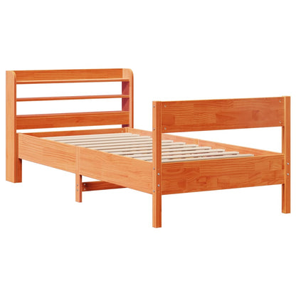 Letto senza Materasso Marrone Cera 75x190 cm in Legno di Pino | homemem39