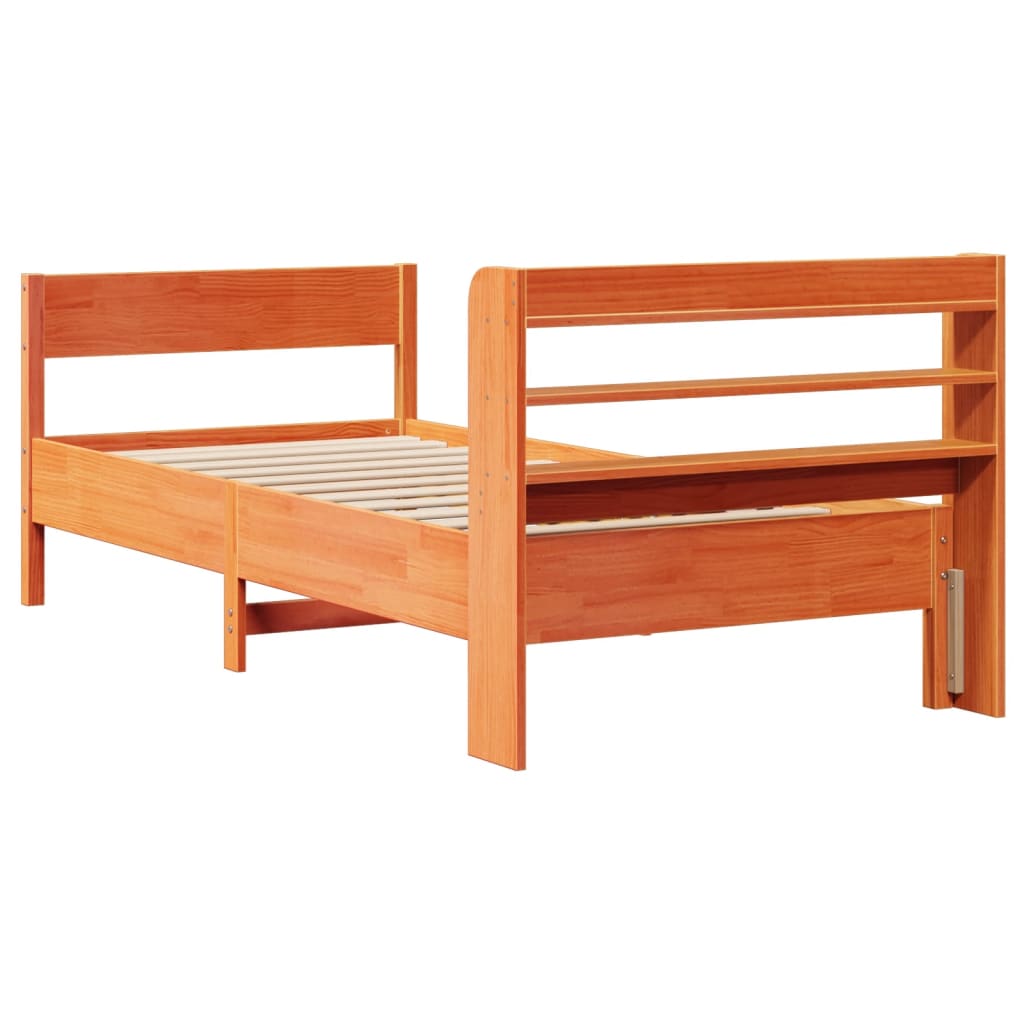 Letto senza Materasso Marrone Cera 75x190 cm in Legno di Pino | homemem39
