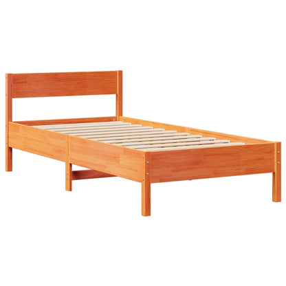Letto senza Materasso Marrone Cera 75x190 cm in Legno di Pino | homemem39