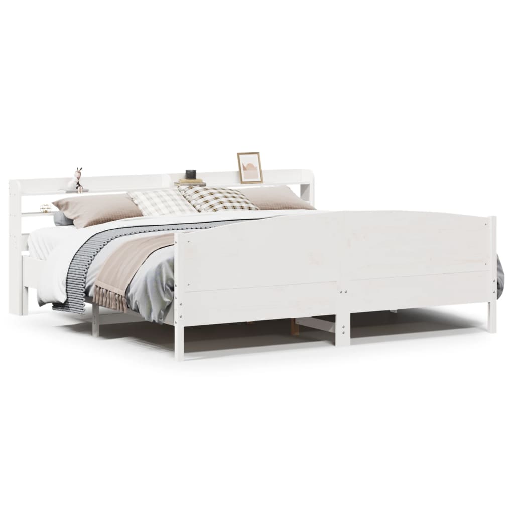 Giroletto senza Materasso Bianco 200x200 cm Legno Massello Pino | homemem39