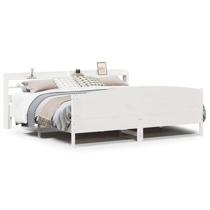 Giroletto senza Materasso Bianco 200x200 cm Legno Massello Pino | homemem39