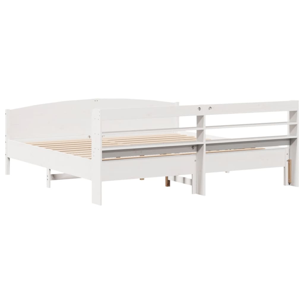 Giroletto senza Materasso Bianco 200x200 cm Legno Massello Pino | homemem39