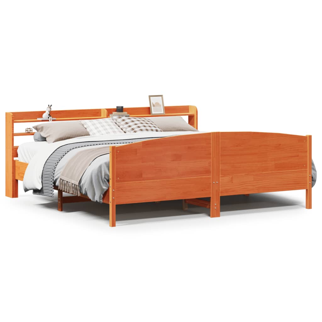 Letto senza Materasso Marrone Cera 200x200 cm in Legno di Pino | homemem39