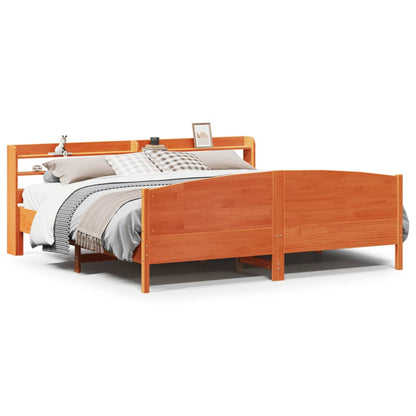 Letto senza Materasso Marrone Cera 200x200 cm in Legno di Pino | homemem39