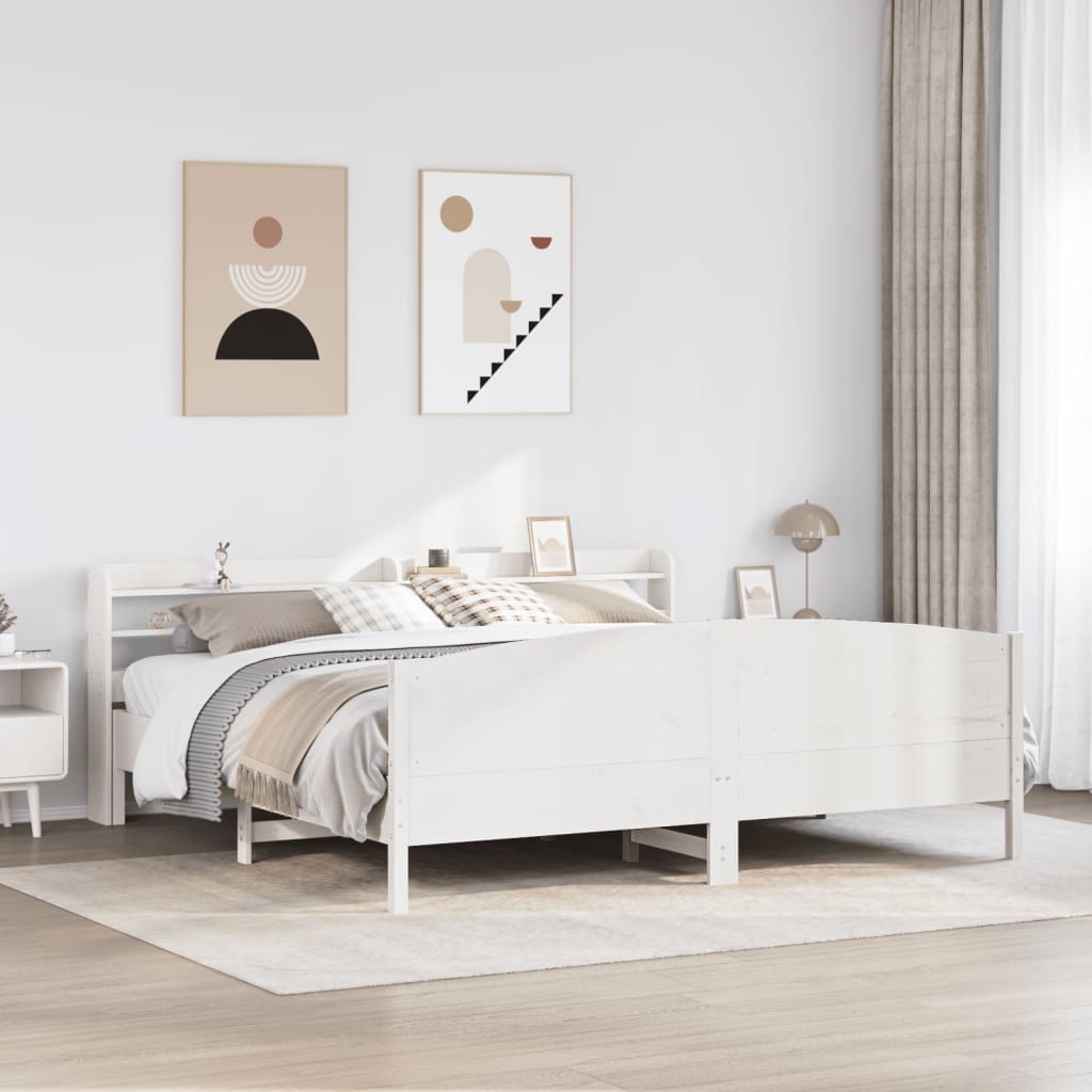 Letto senza Materasso Bianco 180x200 cm Legno Massello di Pino - homemem39