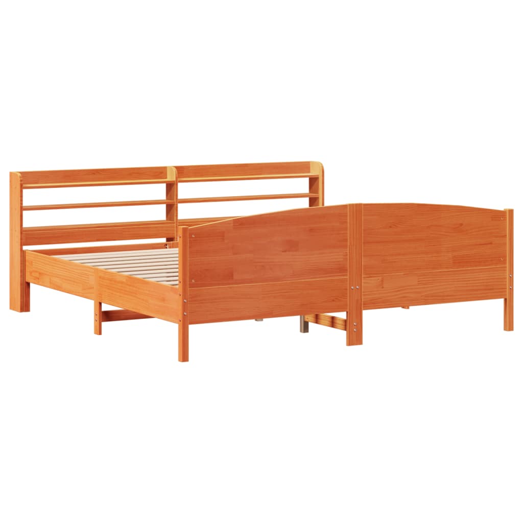 Letto senza Materasso Marrone Cera 180x200 cm in Legno di Pino | homemem39