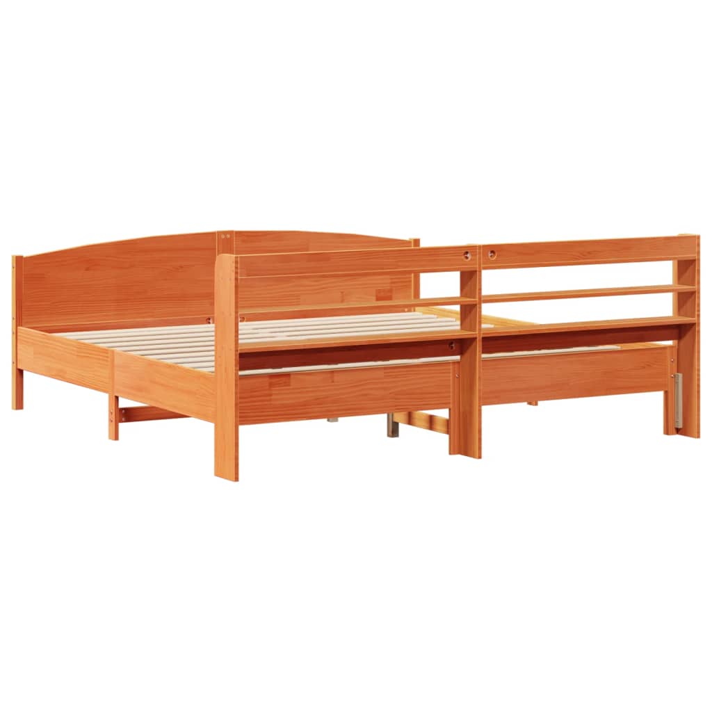 Letto senza Materasso Marrone Cera 180x200 cm in Legno di Pino | homemem39