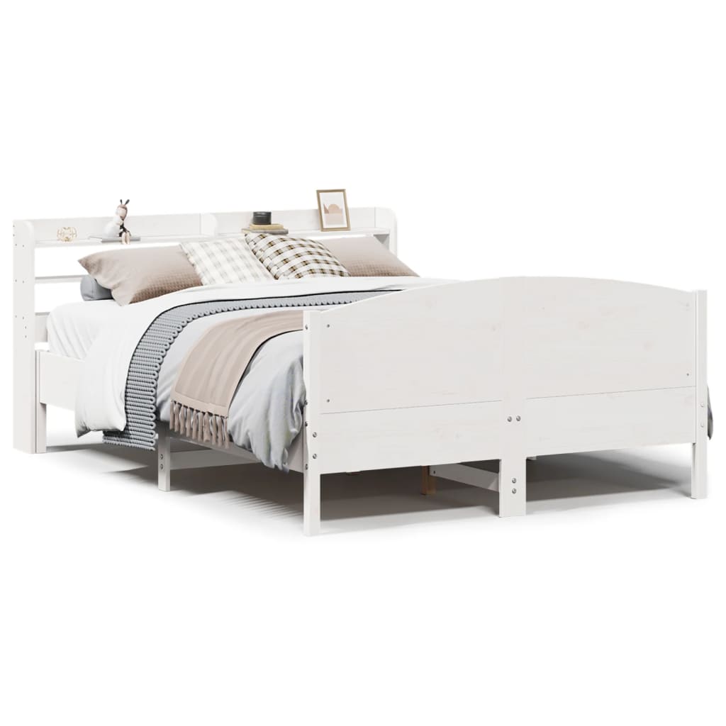 Letto senza Materasso Bianco 150x200 cm Legno Massello di Pino - homemem39