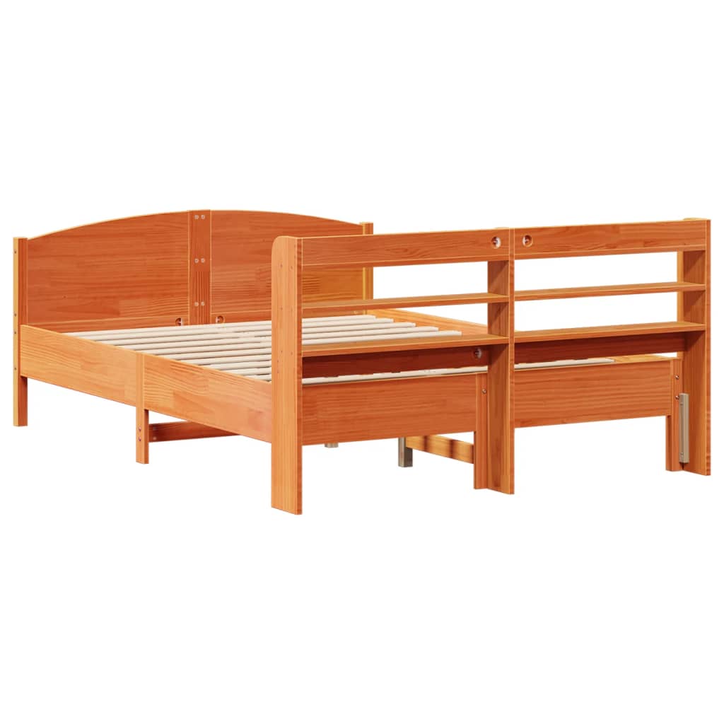 Letto senza Materasso Marrone Cera 150x200 cm in Legno di Pino | homemem39