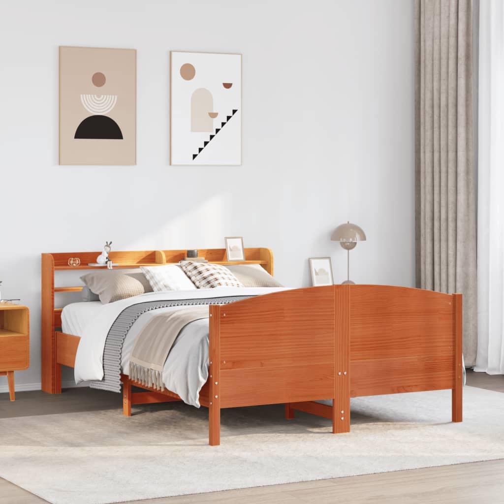 Letto senza Materasso Marrone Cera 140x190 cm in Legno di Pino - homemem39