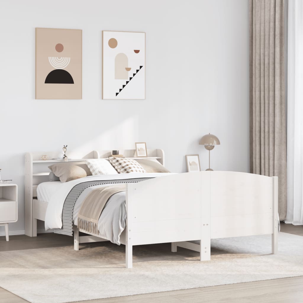 Letto senza Materasso Bianco 135x190 cm Legno Massello di Pino | homemem39