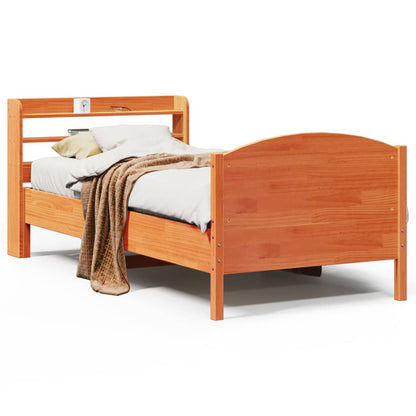 Letto senza Materasso Marrone Cera 100x200 cm in Legno di Pino | homemem39