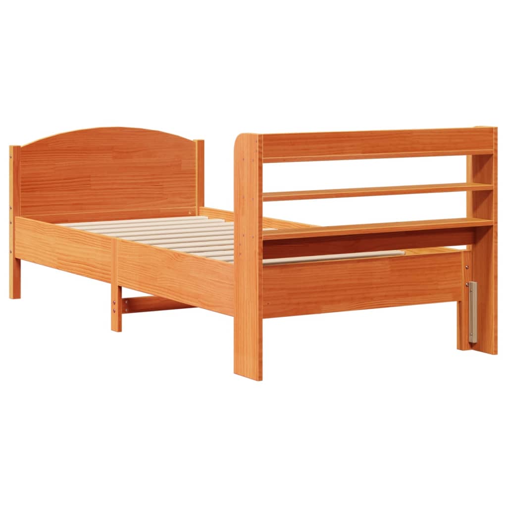 Letto senza Materasso Marrone Cera 100x200 cm in Legno di Pino | homemem39