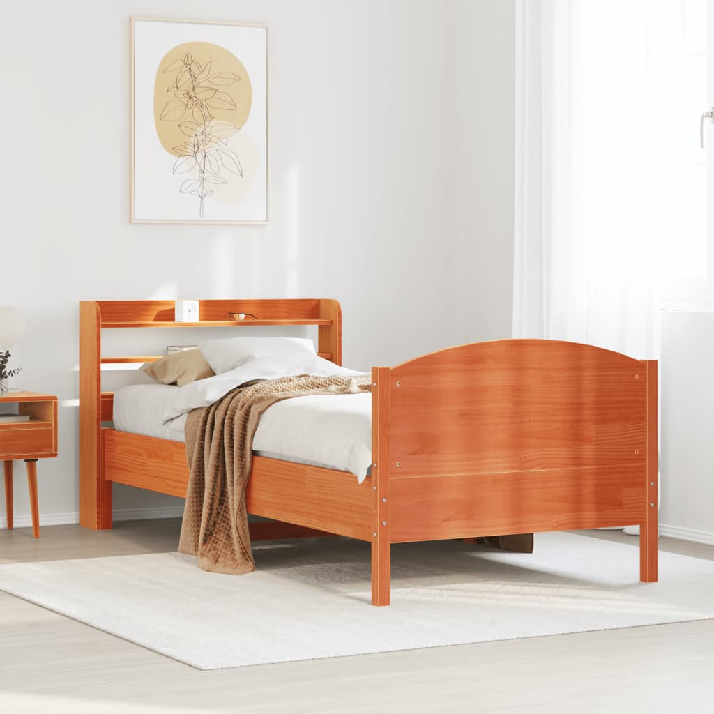 Letto senza Materasso Marrone Cera 100x200 cm in Legno di Pino | homemem39