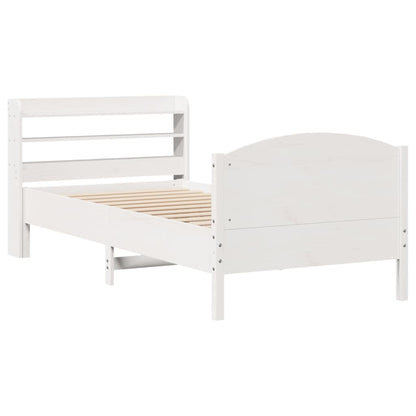Letto senza Materasso Bianco 75x190 in Legno Massello di Pino - homemem39