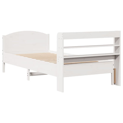 Letto senza Materasso Bianco 75x190 in Legno Massello di Pino - homemem39