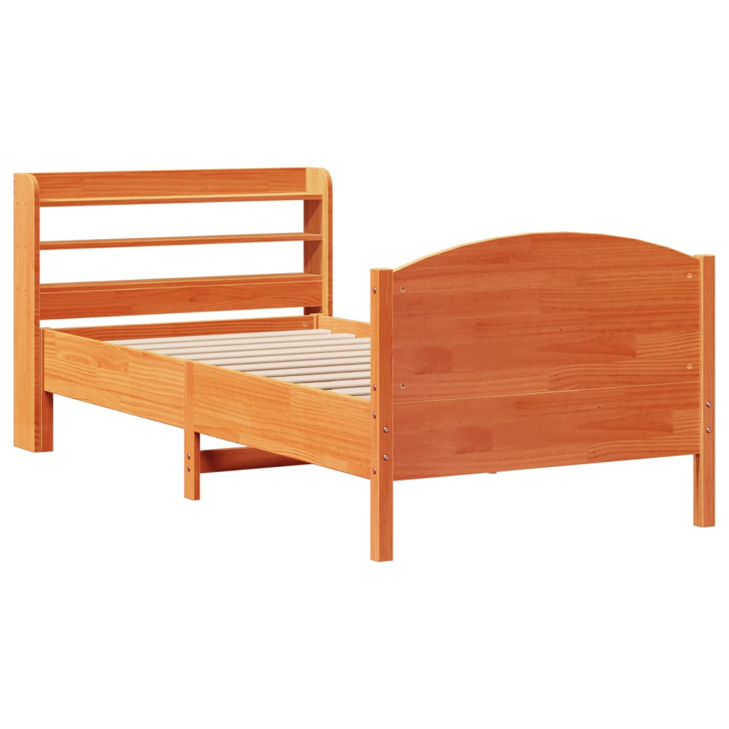 Letto senza Materasso Marrone Cera 75x190 cm in Legno di Pino - homemem39