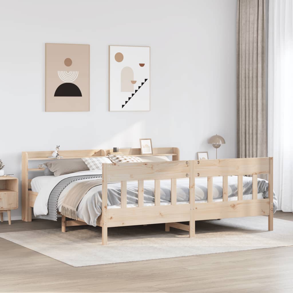 Letto senza Materasso 200x200 cm in Legno Massello di Pino | homemem39