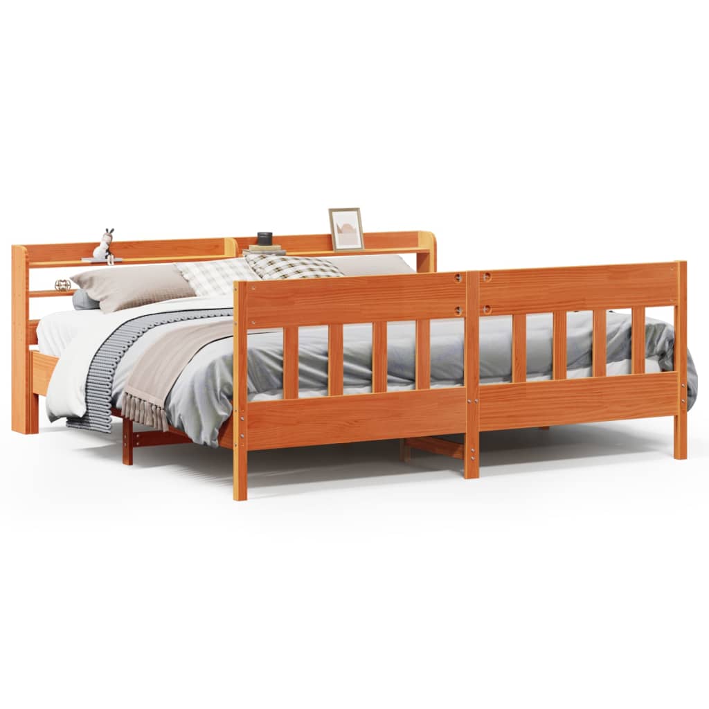 Letto senza Materasso Marrone Cera 200x200 cm in Legno di Pino | homemem39