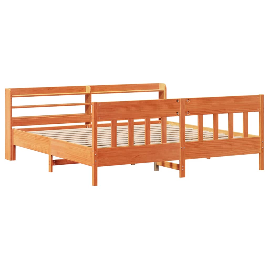 Letto senza Materasso Marrone Cera 200x200 cm in Legno di Pino | homemem39
