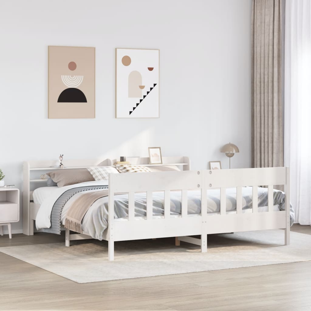 Letto senza Materasso Bianco 180x200 cm Legno Massello di Pino - homemem39