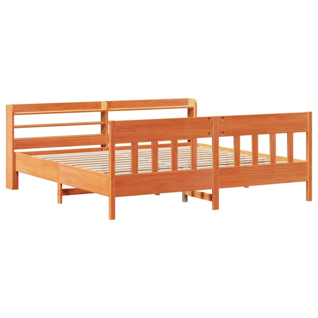 Letto senza Materasso Marrone Cera 180x200 cm in Legno di Pino | homemem39