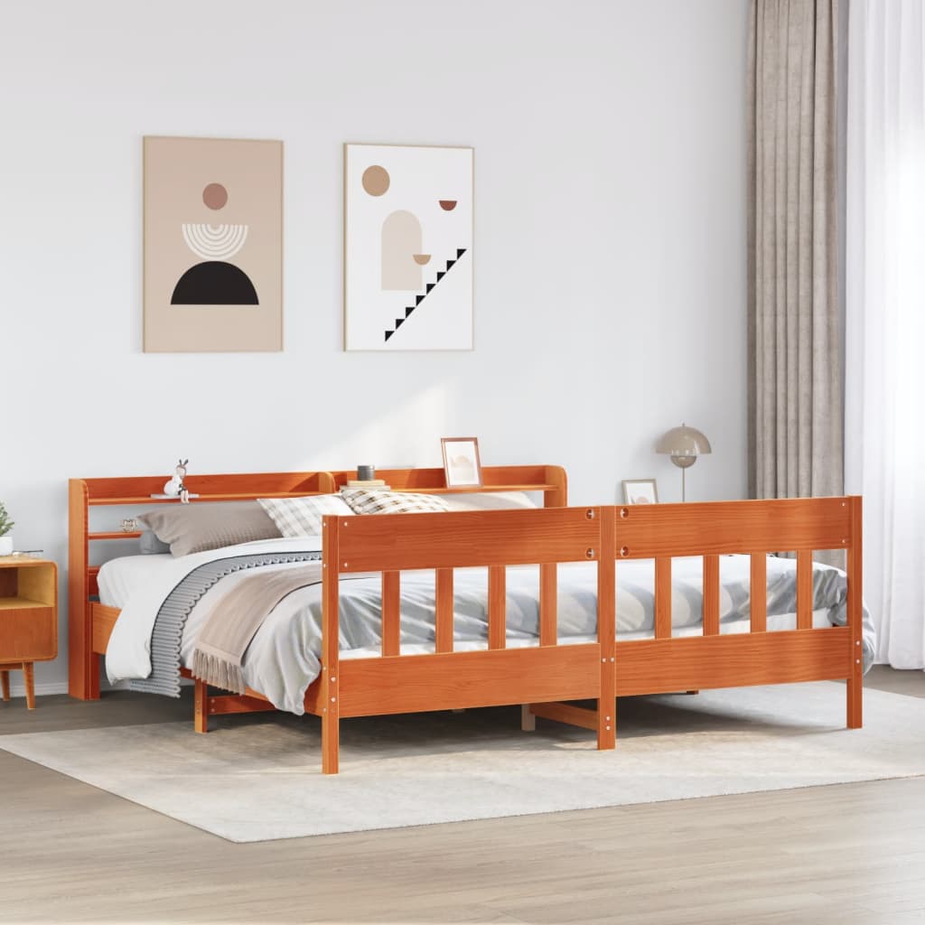Letto senza Materasso Marrone Cera 180x200 cm in Legno di Pino | homemem39