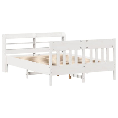 Letto senza Materasso Bianco 160x200 cm Legno Massello di Pino - homemem39