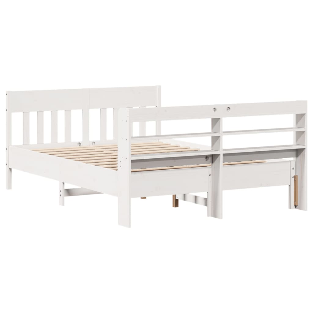 Letto senza Materasso Bianco 160x200 cm Legno Massello di Pino - homemem39
