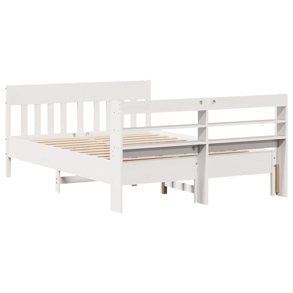 Letto senza Materasso Bianco 150x200 cm Legno Massello di Pino