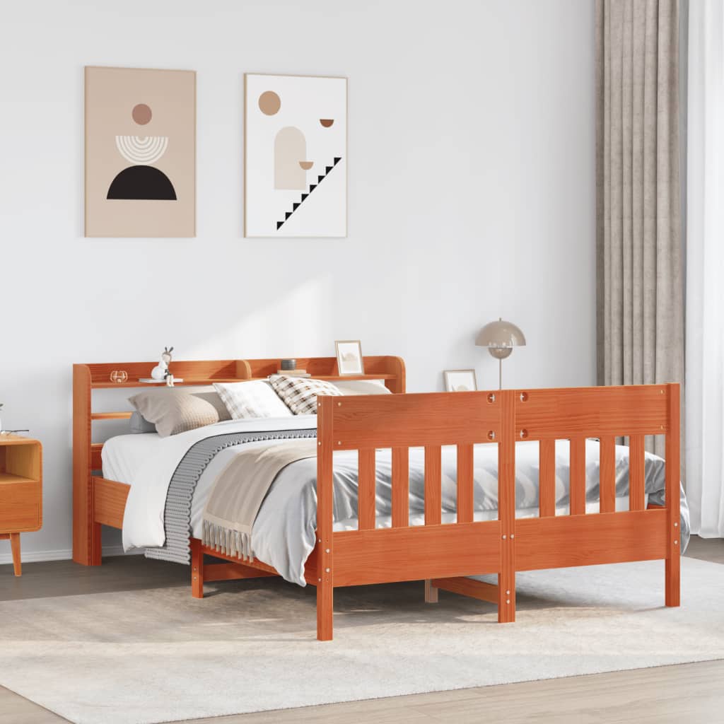 Letto senza Materasso Marrone Cera 150x200 cm in Legno di Pino | homemem39