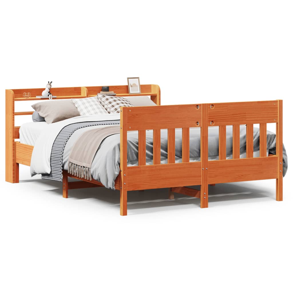 Letto senza Materasso Marrone Cera 120x200 cm in Legno di Pino | homemem39
