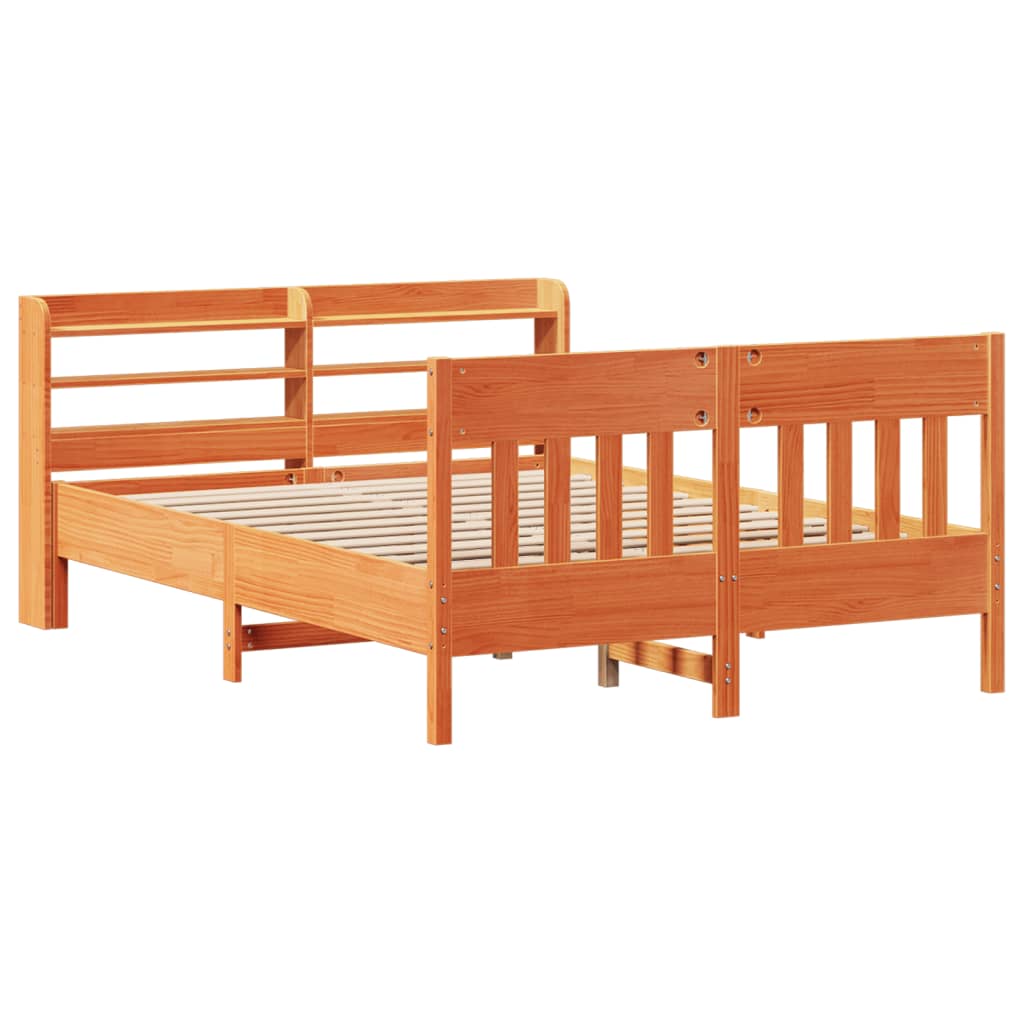 Letto senza Materasso Marrone Cera 120x200 cm in Legno di Pino | homemem39