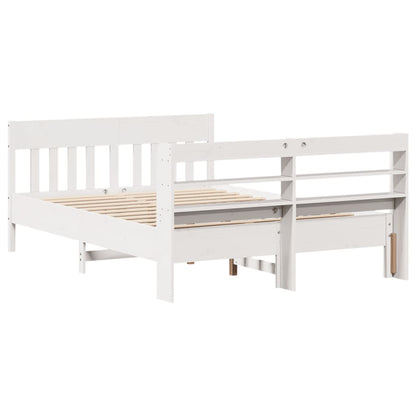 Letto senza Materasso Bianco 135x190 cm Legno Massello di Pino - homemem39