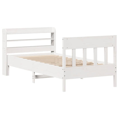 Letto senza Materasso Bianco 75x190 in Legno Massello di Pino - homemem39